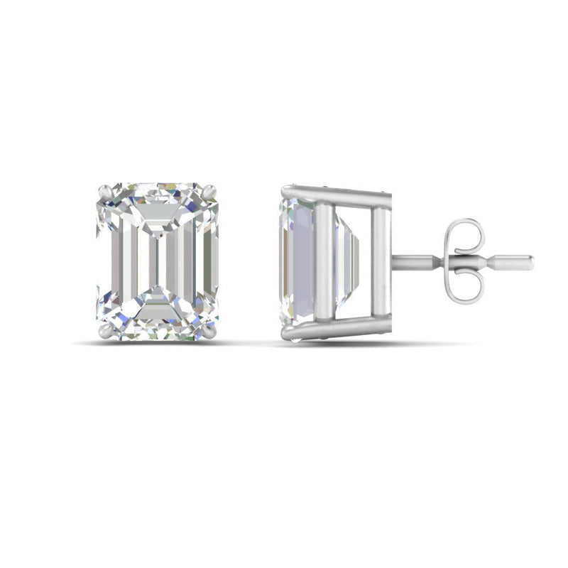 Certified Emerald Cut Diamond Solitaire Stud Earrings