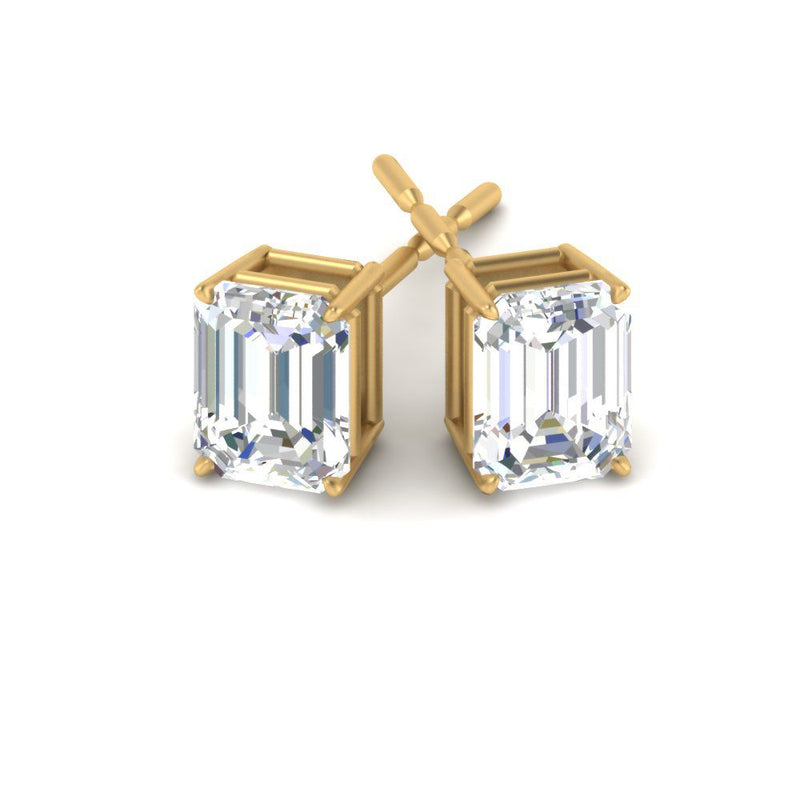 Certified Emerald Cut Diamond Solitaire Stud Earrings