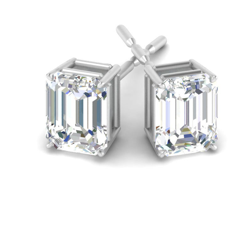 Certified Emerald Cut Diamond Solitaire Stud Earrings