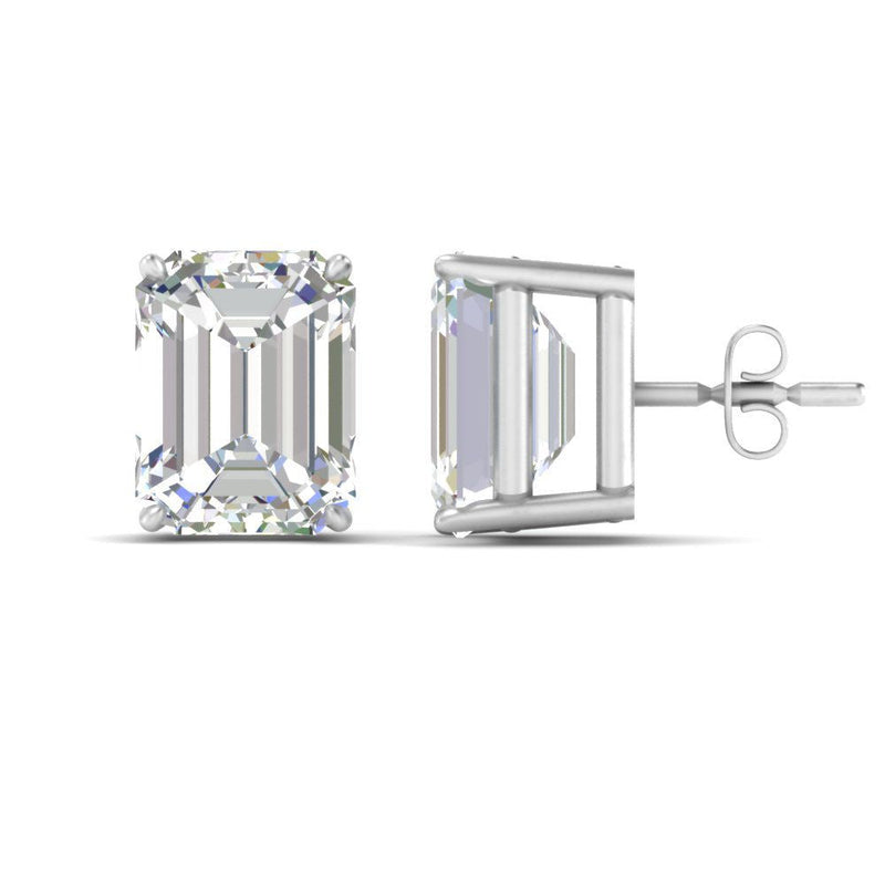 Certified Emerald Cut Diamond Solitaire Stud Earrings