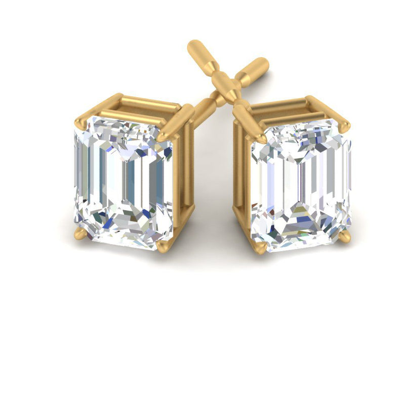 Certified Emerald Cut Diamond Solitaire Stud Earrings