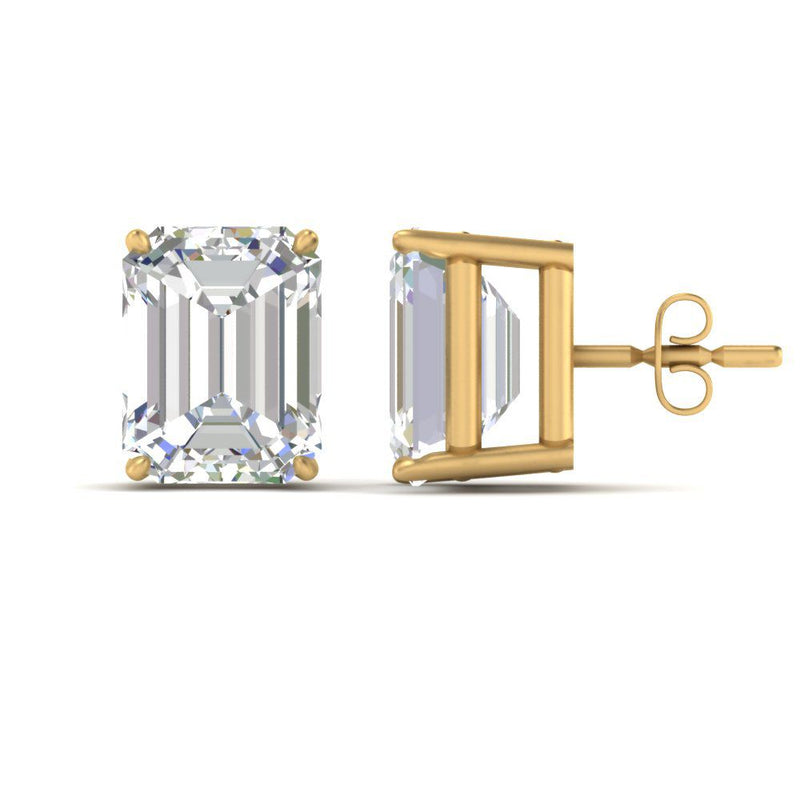 Certified Emerald Cut Diamond Solitaire Stud Earrings