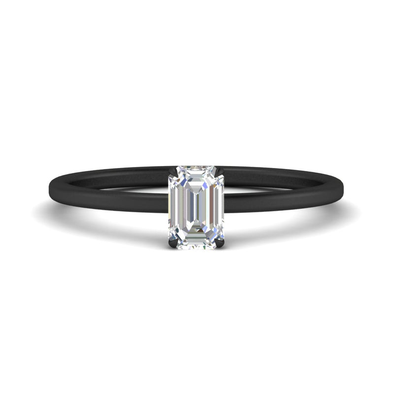 Emerald Cut Thin Classic Solitaire Ring