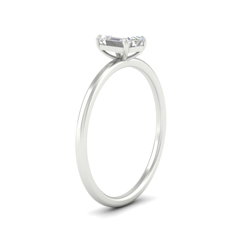 Emerald Cut Thin Classic Solitaire Ring