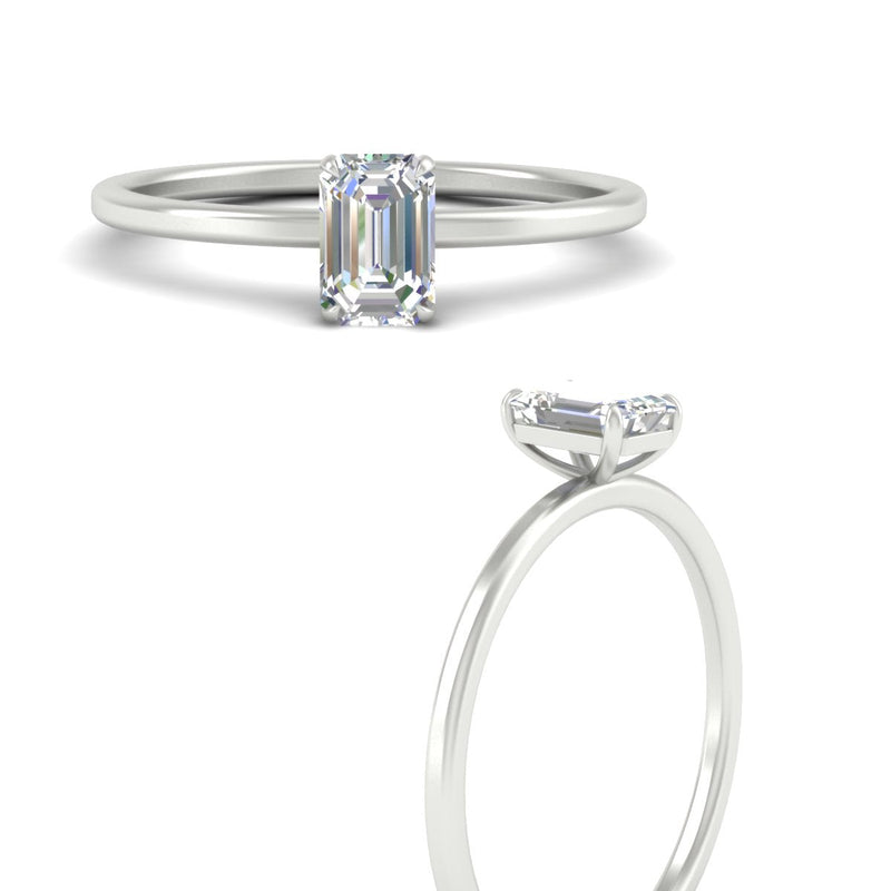 Emerald Cut Thin Classic Solitaire Ring