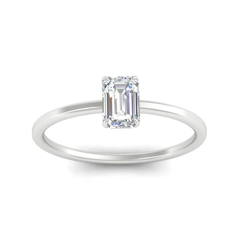 Emerald Cut Thin Classic Solitaire Ring