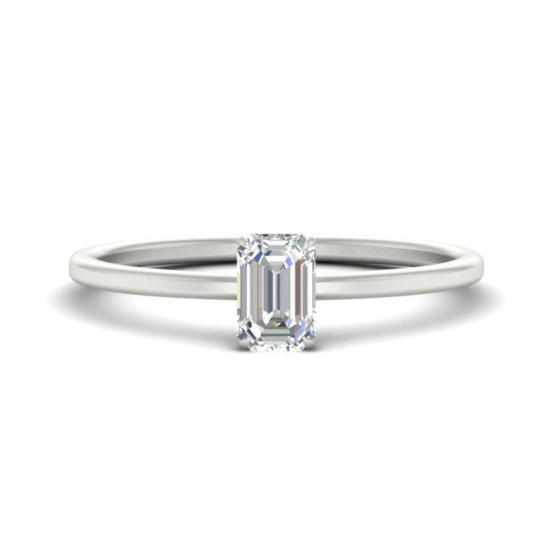 Emerald Cut Thin Classic Solitaire Ring