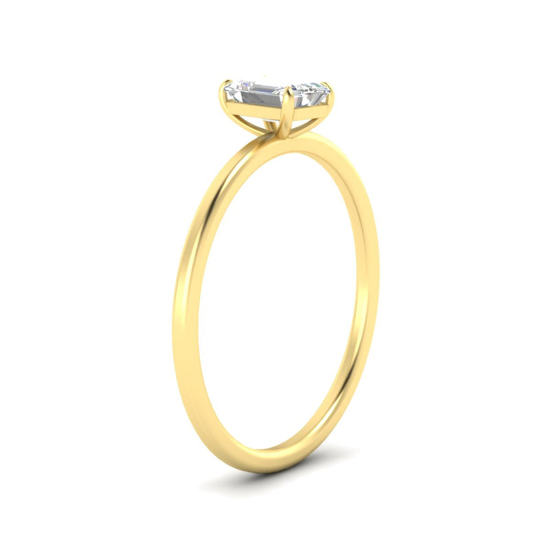 Emerald Cut Thin Classic Solitaire Ring