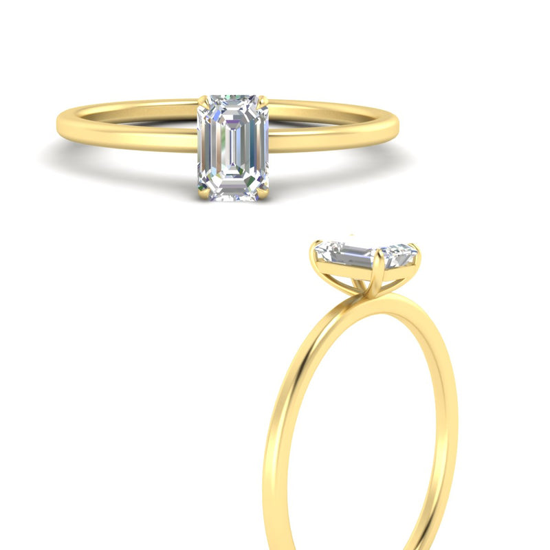 Emerald Cut Thin Classic Solitaire Ring