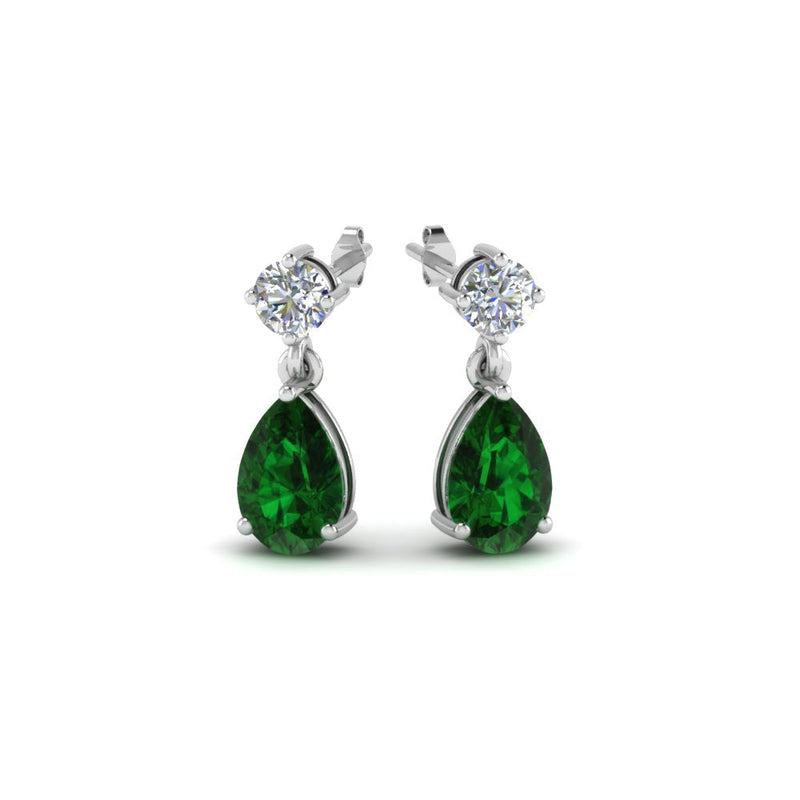 Gemstone Pear Drop Stud Earring