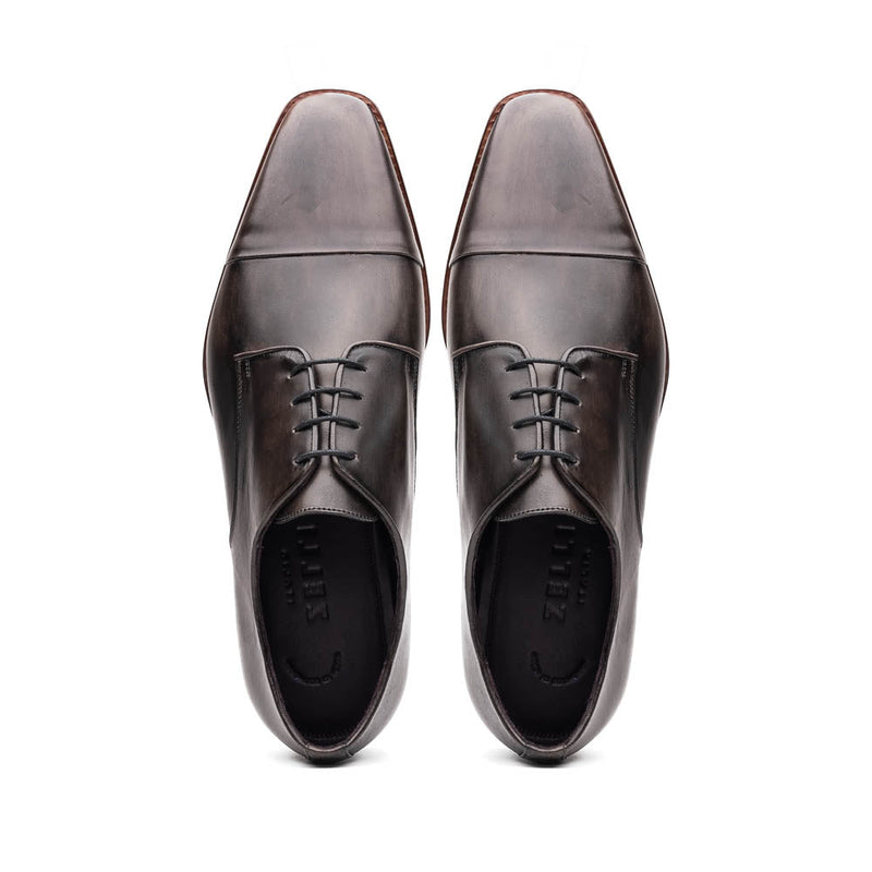 25-550-GRY ENZO Italian Calfskin Cap Toe Burnished Black