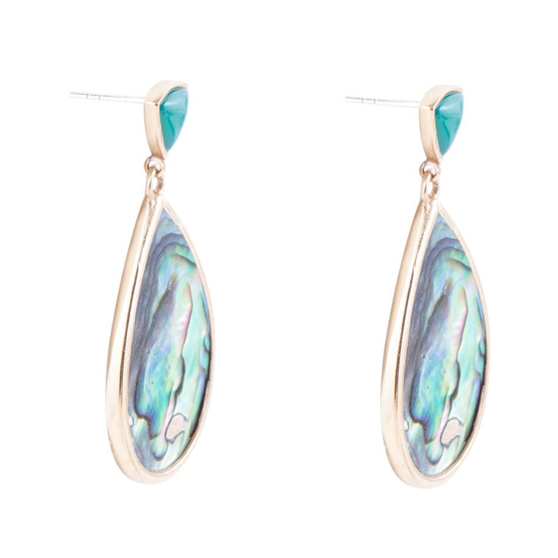 Epiphany Blue Abalone Golden Post Drop Earrings