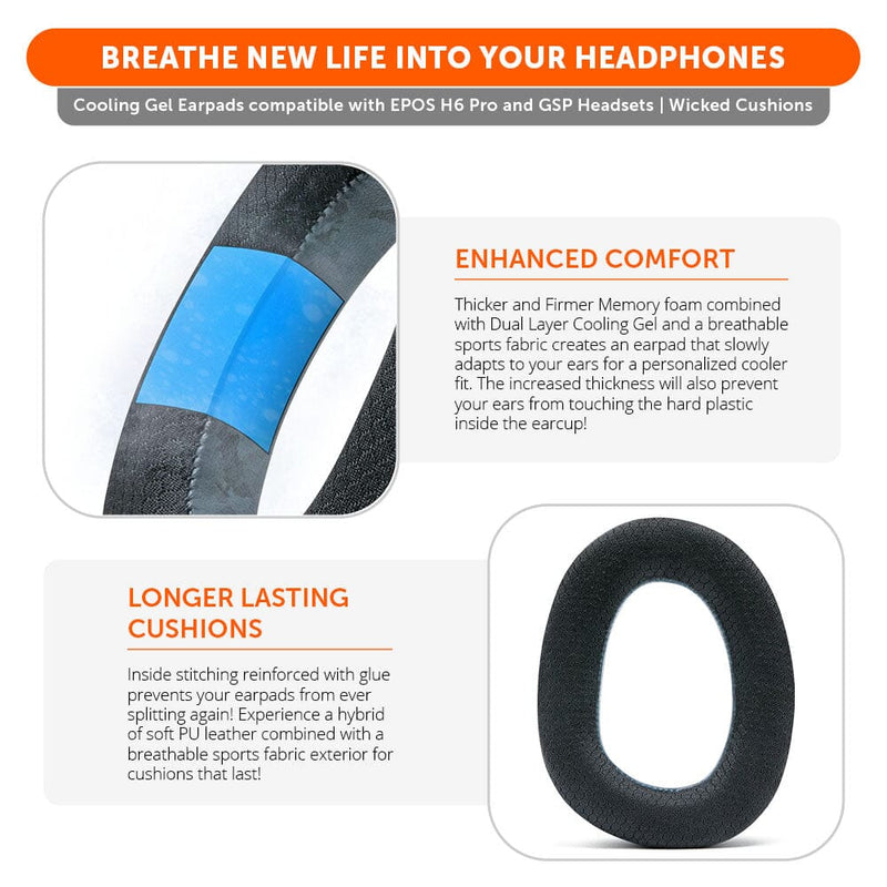 EPOS H6 Pro & GSP Headset Earpads - WC FreeZe Cooling Gel