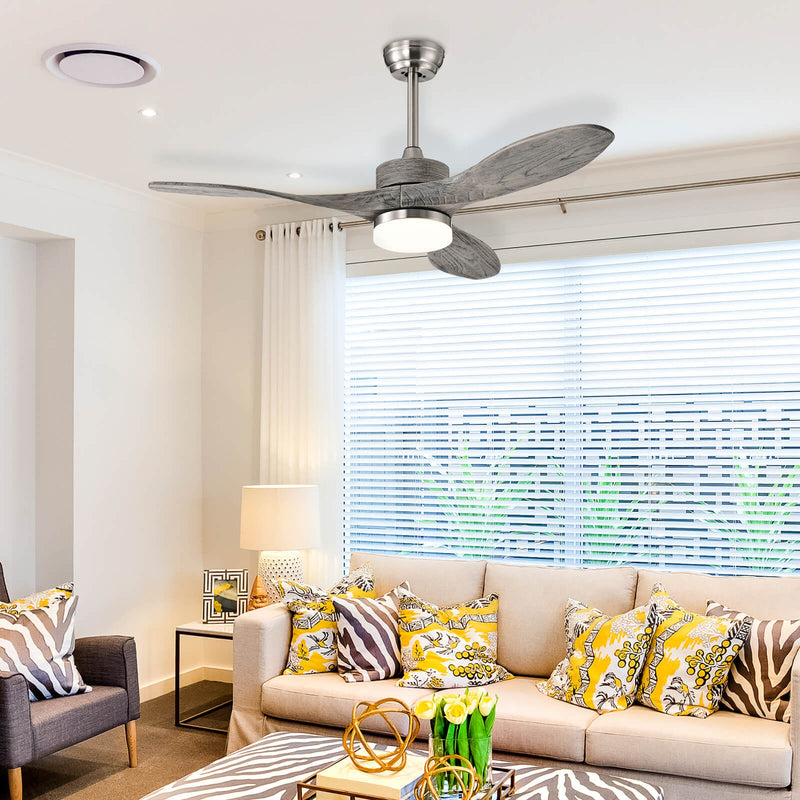 48 Inch Wood Ceiling Fan with LED Lights and 6 Speed Levels