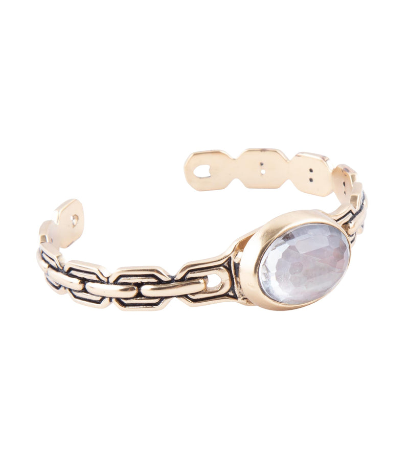 Etto Black Mother of Pearl Golden Cuff Bracelet