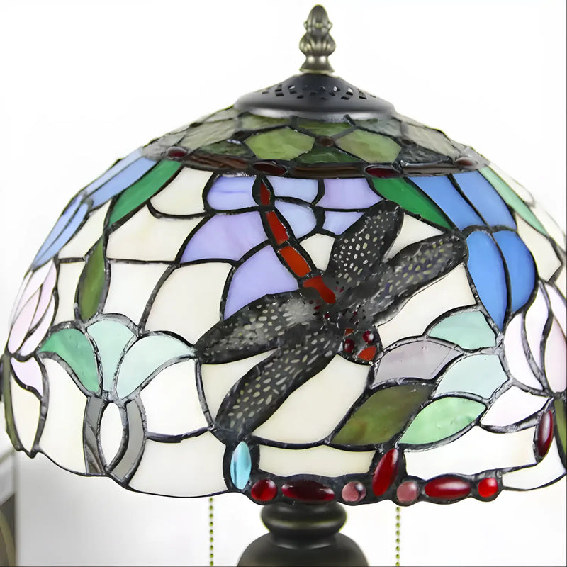 European Tiffany Lamp with Dragonfly Design