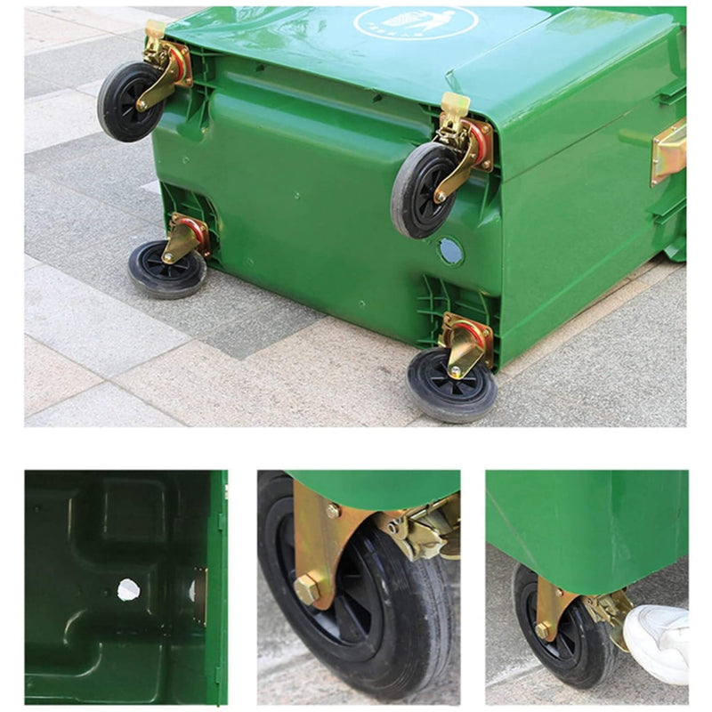 Extra Large Heavy-Duty Outdoor Commercial Trash Bin With Wheels And Handles, 660L (SAK43182)