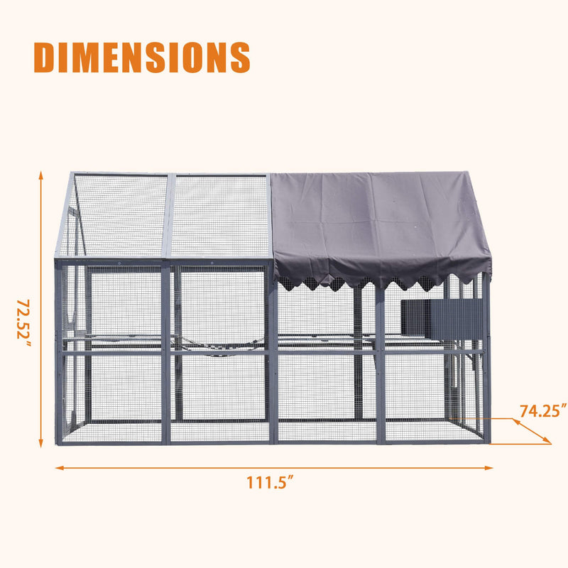 Alora Extra Large Outdoor Cat Kitten Playpen House With Platforms, And Waterproof Cover (SAK55092)