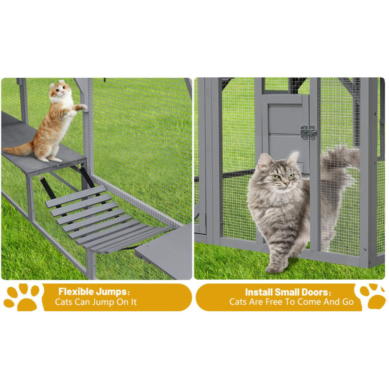 Alora Extra Large Outdoor Cat Kitten Playpen House With Platforms, And Waterproof Cover (SAK55092)