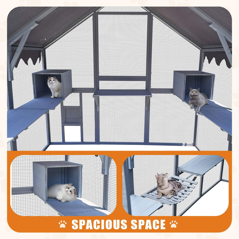 Alora Extra Large Outdoor Cat Kitten Playpen House With Platforms, And Waterproof Cover (SAK55092)
