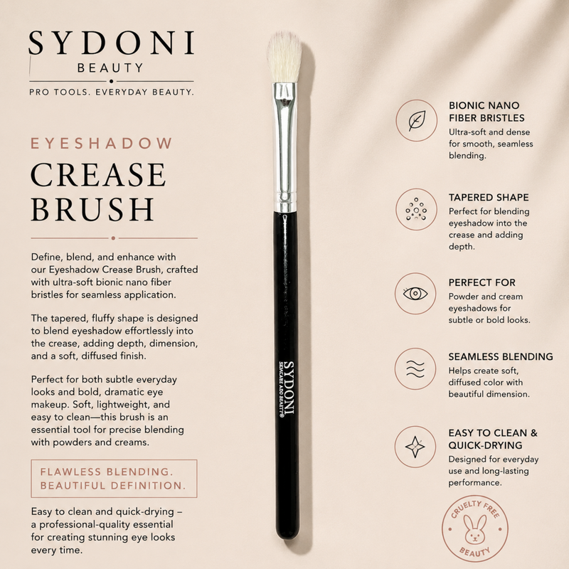 SYDONI EYESHADOW CREASE BRUSH - Goat Hair Bristles