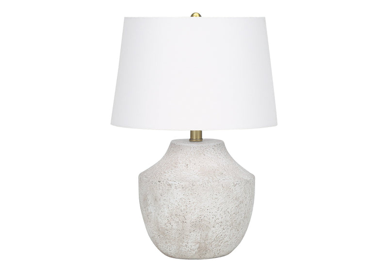 Modern Cream Concrete Table Lamp with Ivory Shade
