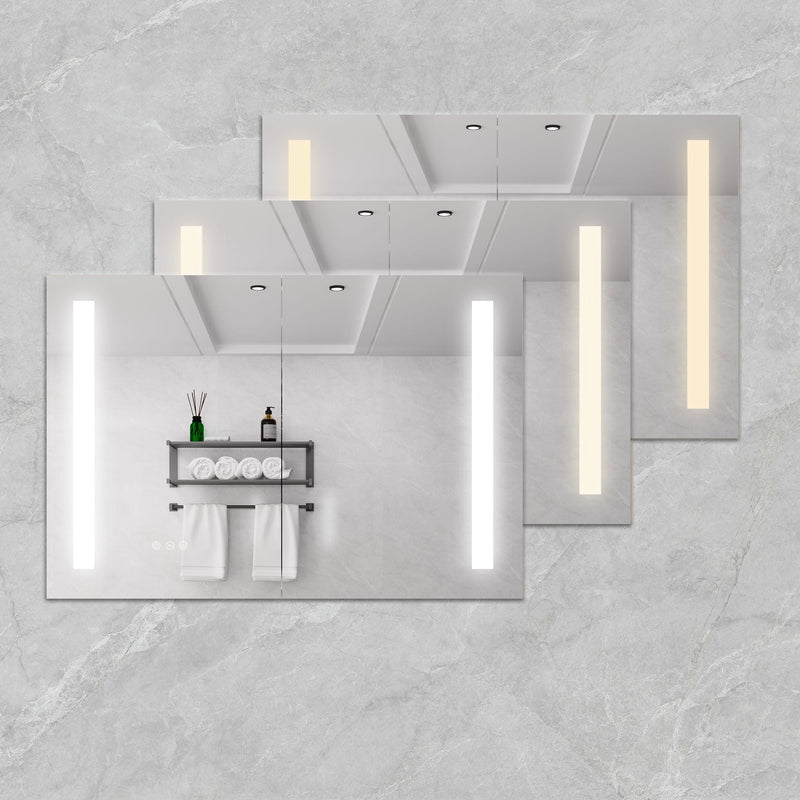 LED Medicine Cabinet With Mirror, Double Door With Defogger, Dimmer, Surface Mount
