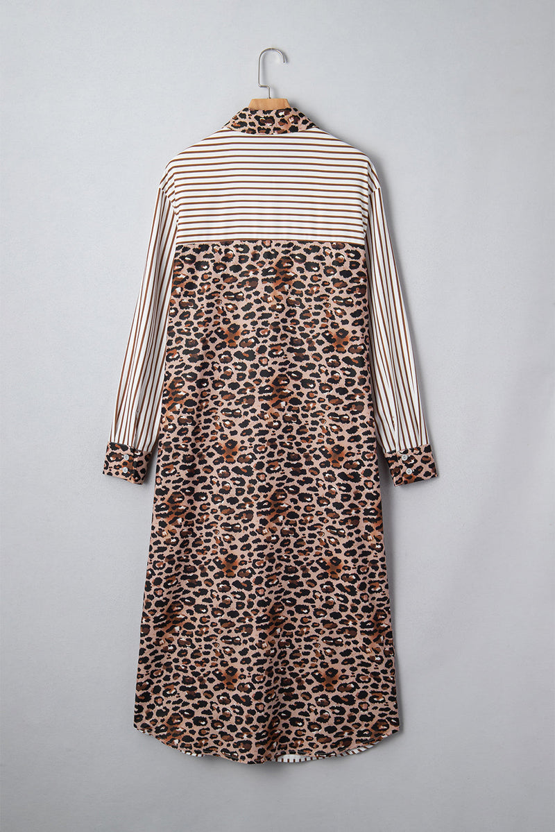 Caroline Contrast Patchwork Long Shirt Dress