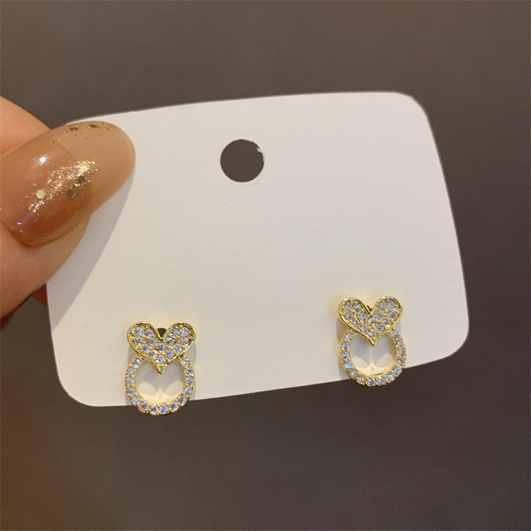 Rhinestone Heart Tiny Stud Earrings