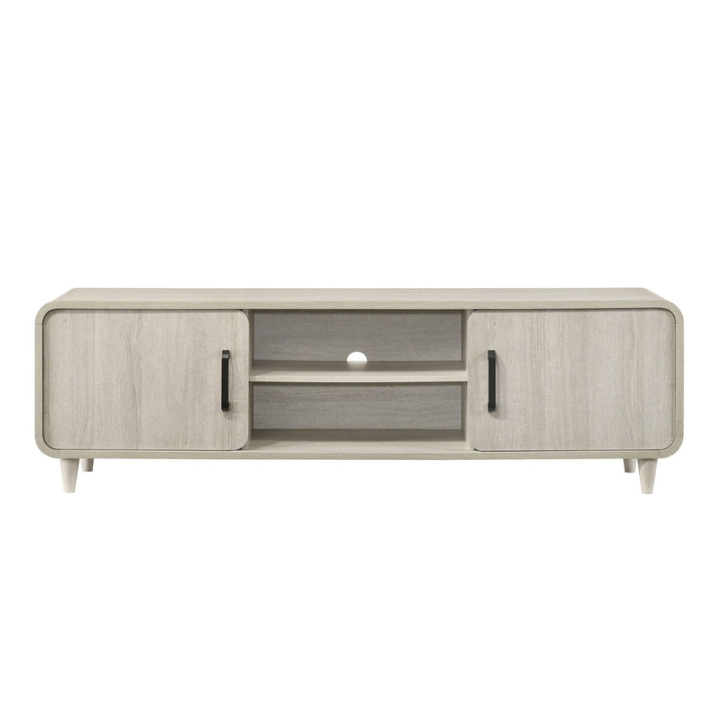 TV Stand With Sliding Doors And Handles, Living Room Furniture - Antique White