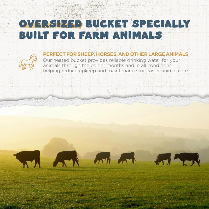 Inc. Heated Water Bucket with Flat Back & Built-In Thermostat, 5 Gallon, Green