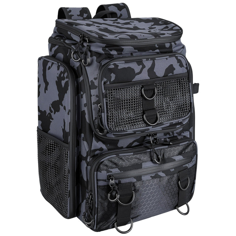 42L/11Gal Fishing Backpack Large Capacity Fishing Tackle Storage Bag with Rod Holders 16-Pocket Water-Resistant with Divider Adjustable Padded Straps