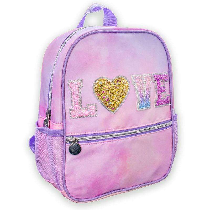 Girls Backpack with Glitter Varsity Letters - Mini Tie Dye