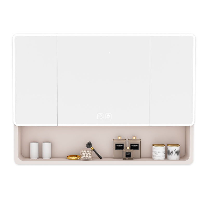 Aluminium Medicine Cabinet Mirror, With 3 Colors LED Light And Defogging Function - Khaki