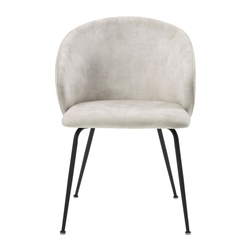 Velvet Upholstery Side Chairs 2 Piece Set With Metal Legs Modern Home Furniture - Beige