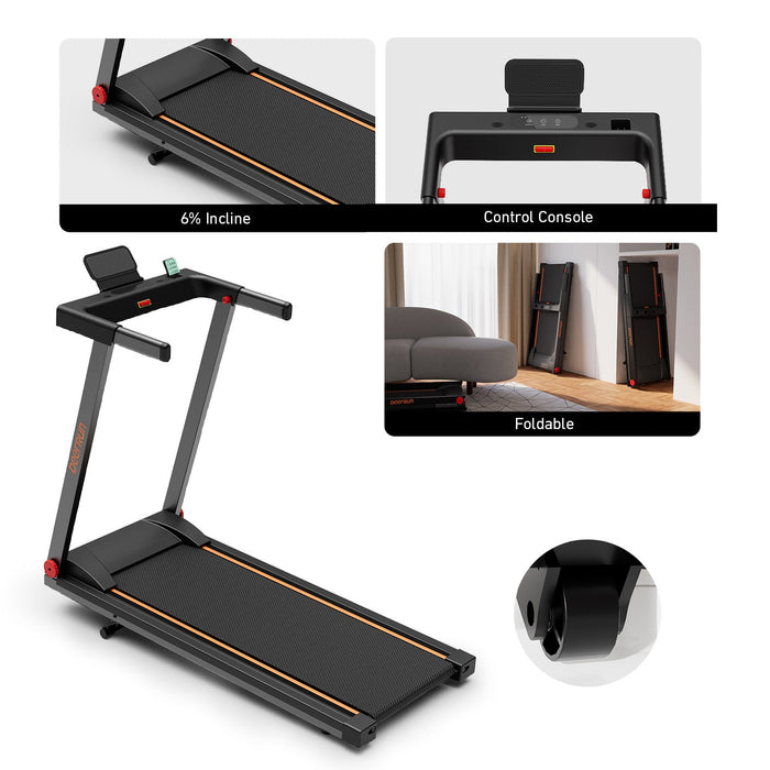 DeerRun All-New 2026 A1 Pro Move+ Smart Foldable Treadmill with 6% Incline & NFC | 350Lbs, 10mph, Black