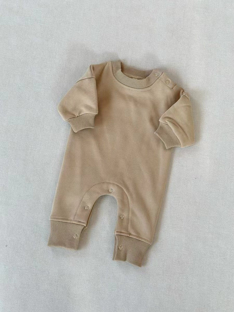 Children's Fleece Solid Color Stylish Thick Romper Jumpsuit