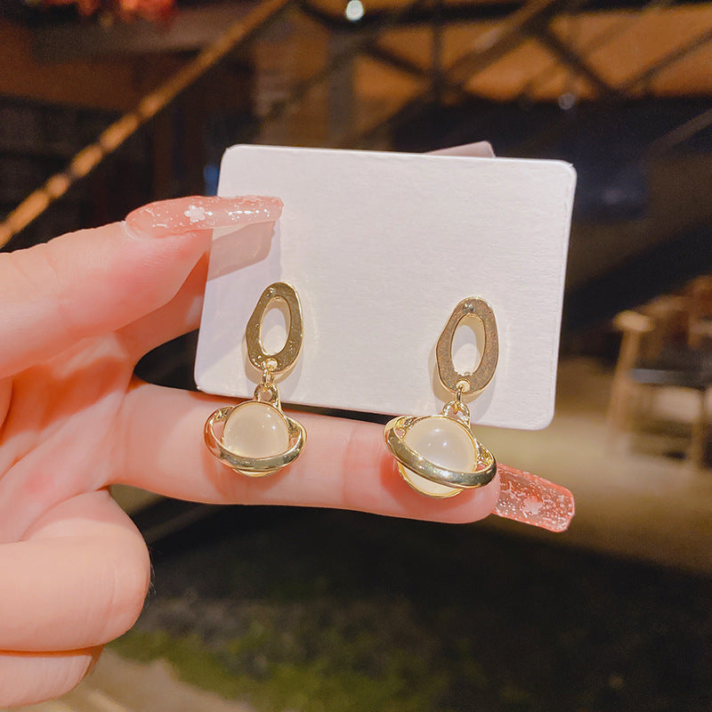 Oval Opal Drop Earring