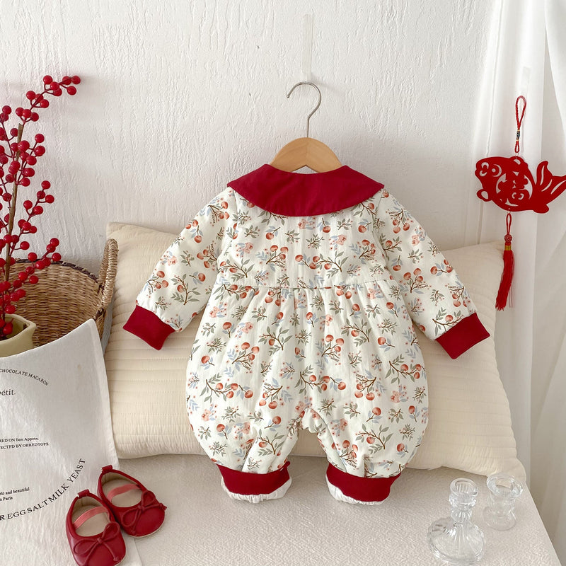 Baby Cotton-padded One-piece Bodysuit Pure Cotton Class A Winter Clothing Warm And Extra-thick