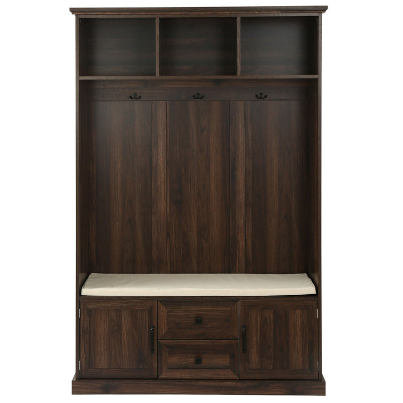 Hall Tree With 3 Hooks, Coat Hanger, Entryway Bench, Storage Bench, 3 In 1 Design