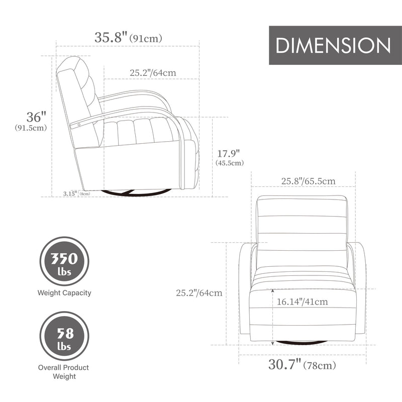 360° Swivel Accent Chair With Armrests, Comfy Lounge