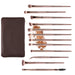 Eye Makeup Brushes, 12 Pcs Professional Eye Brush Set Eyeshadow, Eyebrow, Blending, Fan, Eyelash Brush Set with Carrying Bag(Champagne Gold)