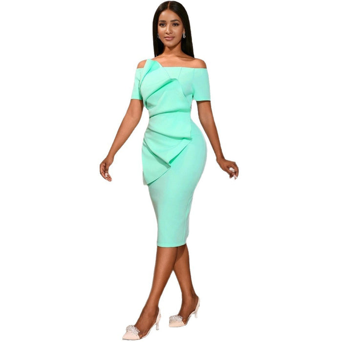 Personalized Pleated Ruffled Strapless Sexy Dress