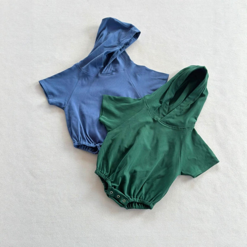 Baby Cute Candy-Colored Hooded Cotton Romper