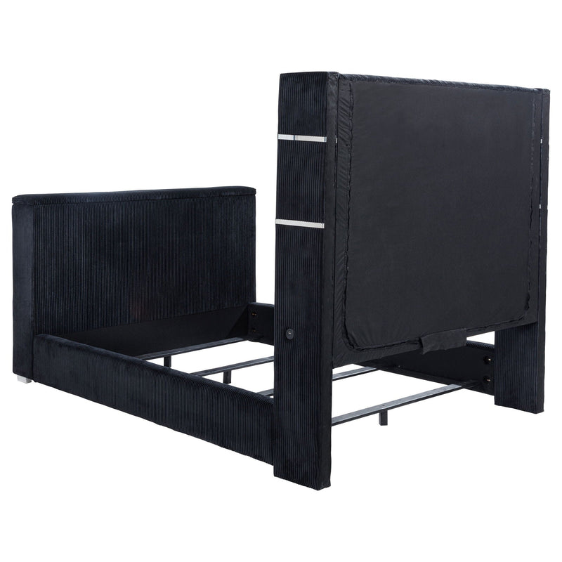 Tisdall Queen Flame Visualizer Wingback TV Bed Black