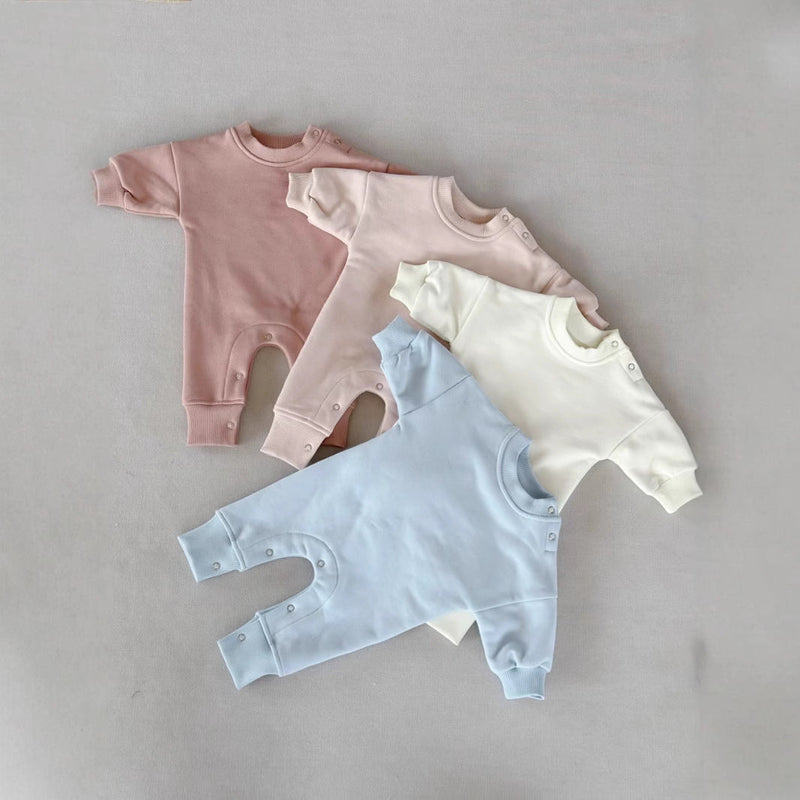 Children's Fleece Solid Color Stylish Thick Romper Jumpsuit
