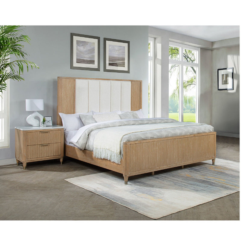 Nightstand With Accented Hardware - Natural Wood