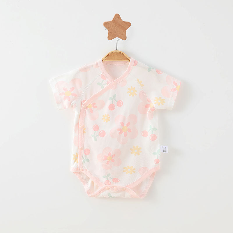 Simple Cartoon Print Summer Baby Rompers Girls Clothing