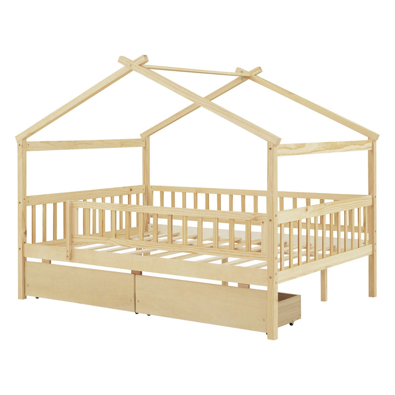 House Bed With 2 Drawers