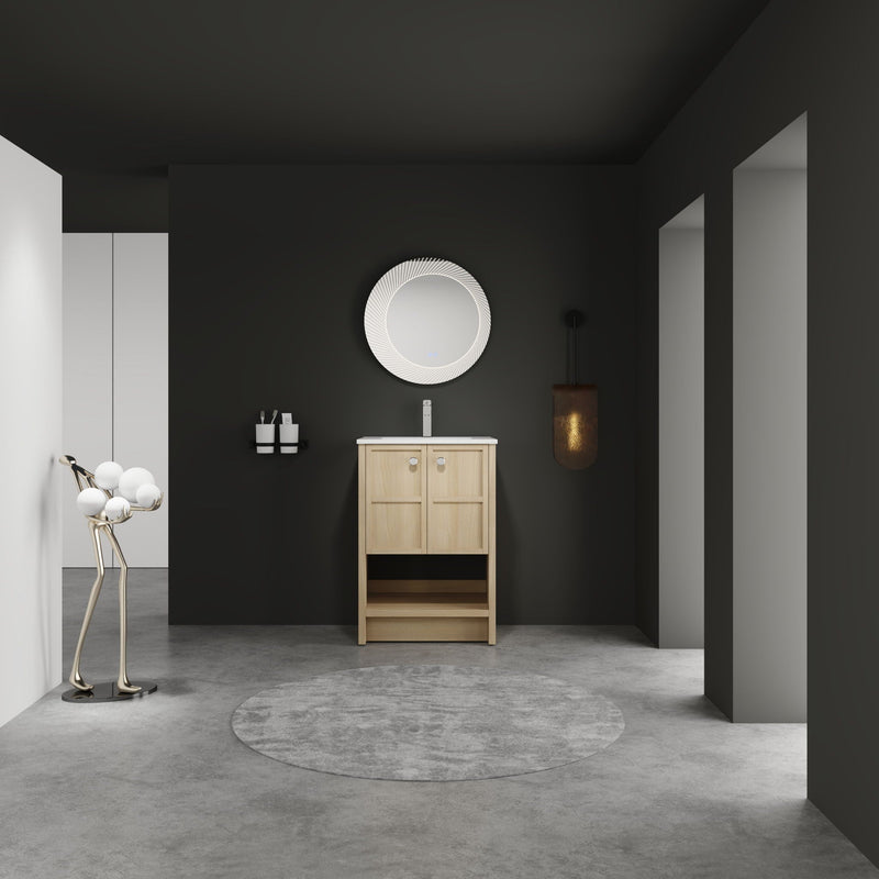Modern Freestanding Bathroom Vanity With Ceramic Sink And Soft Closing Doors